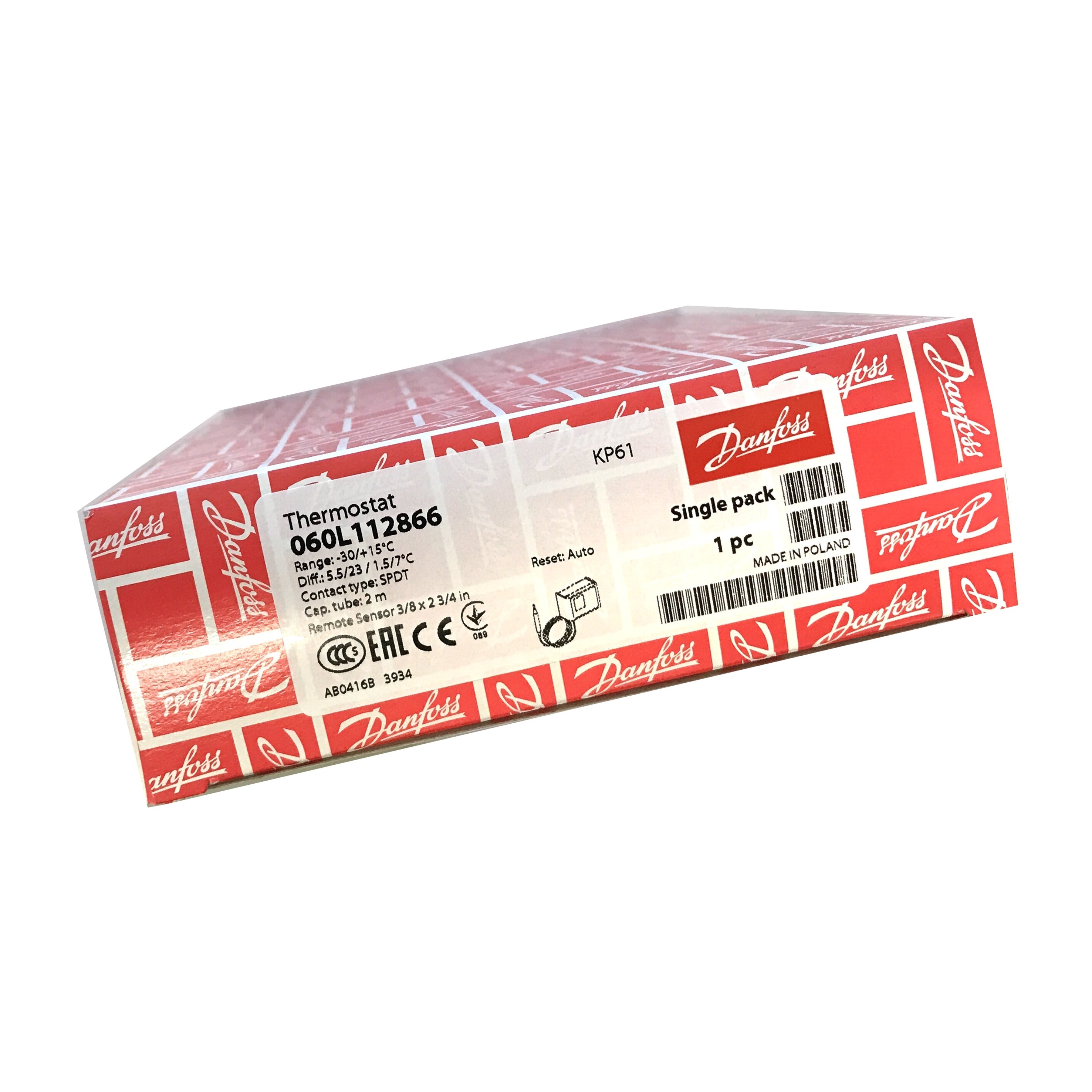 Thermostat Danfoss KP61 MIT Stop Autoschalter-vsKP61B-Danfoss Thermostat Danfoss KP61 MIT Stop Autoschalter-vsKP61B-Thermostat Danfoss KP61, Danfoss 060L112866-Danfoss