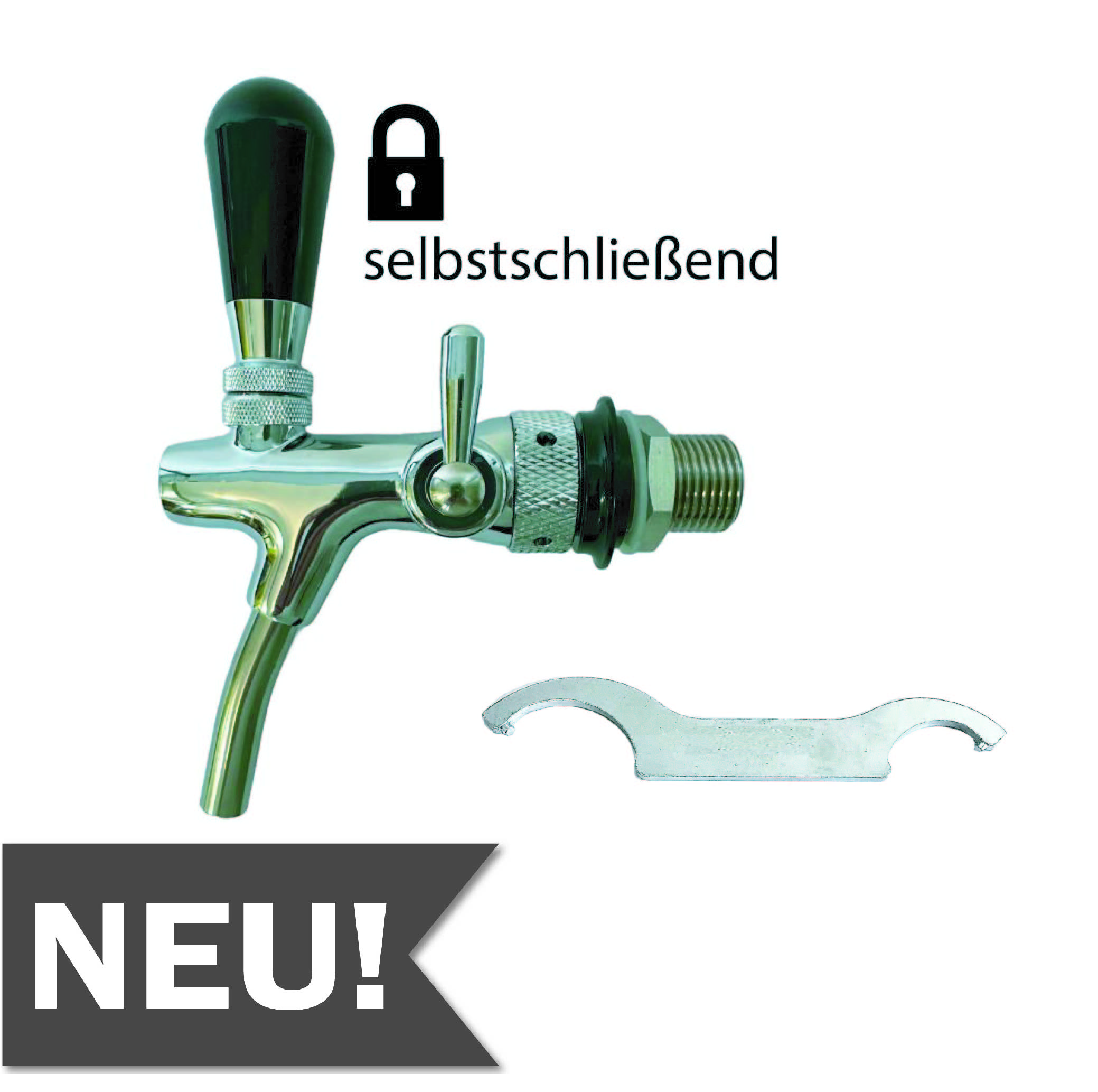 Robinet de pompe à bière à compensateur - chromé Robinet de pompe à bière à compensateur - chromé